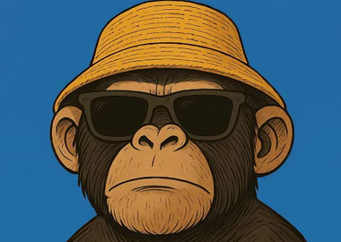 Cool Monkey with Hat and Sunglasses