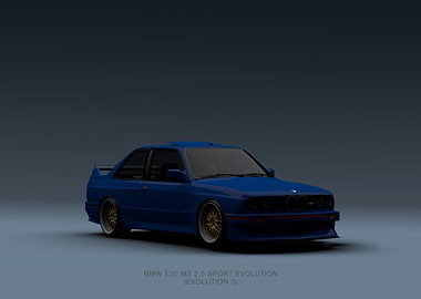 Blue BMW E30 M3 Sport Evolution