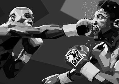 Monochrome Boxing Match Illustration