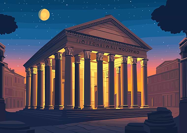 Roman Temple at Night