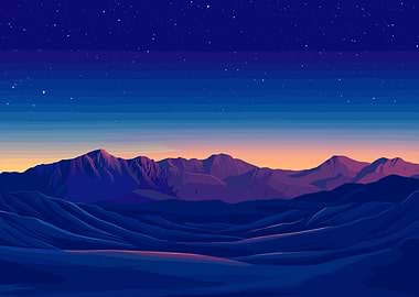 Night Mountain Landscape Digital Art