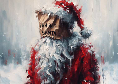 A Painting of an exhausted Santa Claus