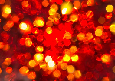 Red and Gold Bokeh Hexagons