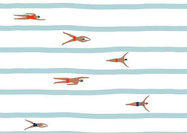 Swimmers in Pool Illustration