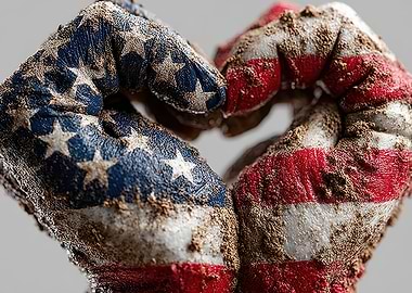 American Flag Fists Heart