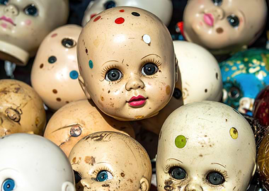 Pile of Vintage Doll Heads