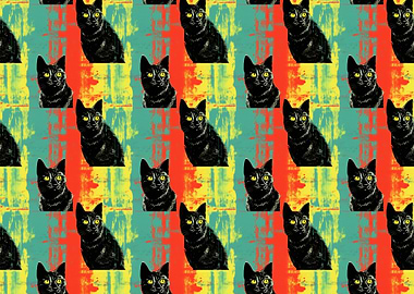 Black Cat Pop Art Pattern