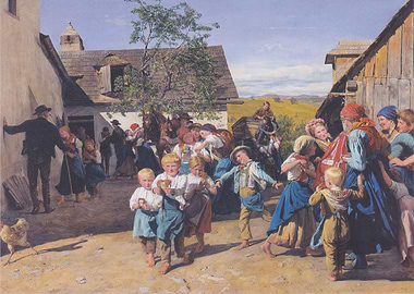 Village Scene with Children and Adults