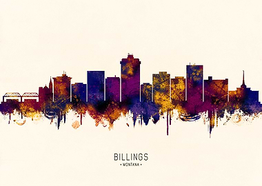 Billings Montana Skyline Watercolor
