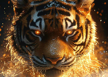 Tiger with Glowing Eyes