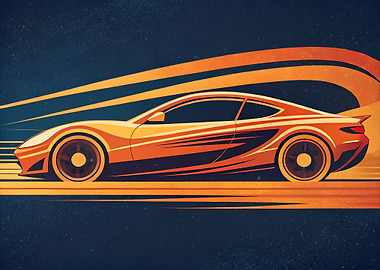 Orange Sports Car Speeding Illustration