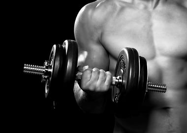 Weightlifting: Muscular Torso with Dumbbell
