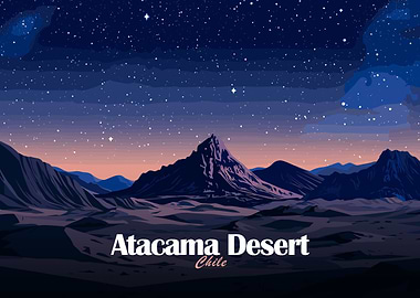 Atacama Desert Night Landscape Illustration