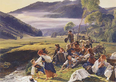 Resting Travelers by a Stream Painting