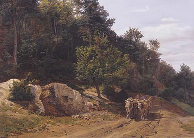 Ox-drawn cart on a dirt road