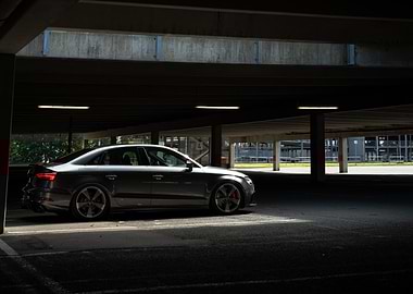 Gray Audi RS3 in Parking Garage