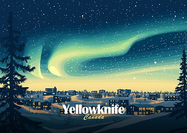 Yellowknife Canada Aurora Borealis Night Scene
