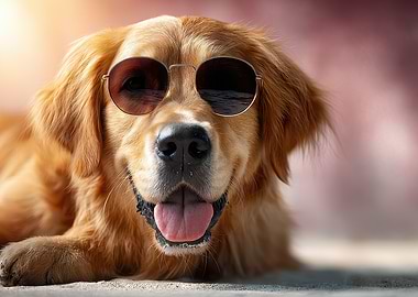 Cool Golden Retriever with Sunglasses