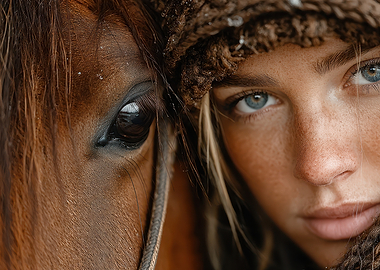 Close-up of Woman and Horse