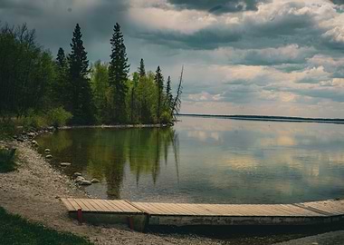 Lake with dock in Canada