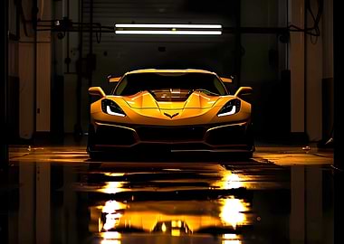 Yellow Corvette Z06 Front View