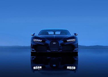 Blue Bugatti Chiron Front View