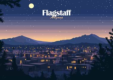 Flagstaff Arizona Nightscape Illustration