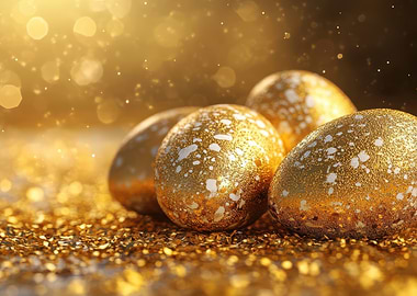 Golden Easter Eggs with Glitter