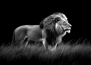 Majestic Lion in Black and White