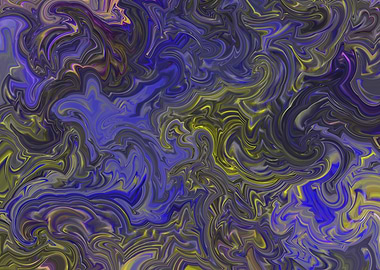 Abstract Swirls of Blue and Yellow