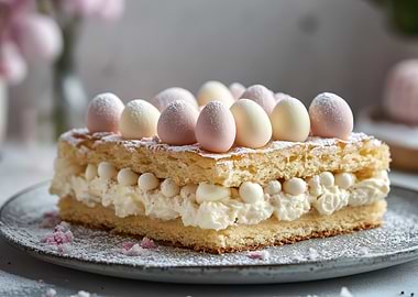 Elegant Easter Cake with Egg Toppings