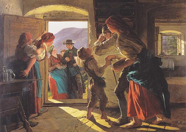 Tyrolean Emigrants Leaving Home Painting