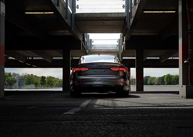 Gray Audi RS3 in Parking Garage