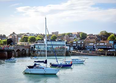 Sailboats and Coastal Town