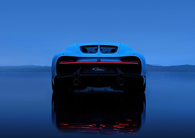 Blue Bugatti Chiron Rear View