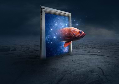 Fish Emerging From Cosmic Portal