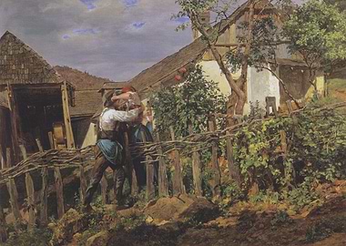 Village Scene with Figures and Buildings