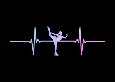 Ice Skating Heartbeat Silhouette