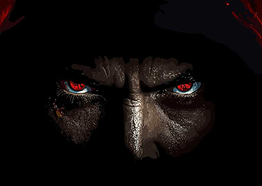 Hooded Figure with Red Eyes
