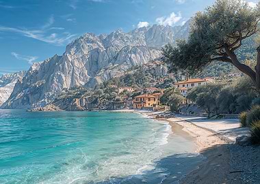 Picturesque Italian Coastline with Mountains