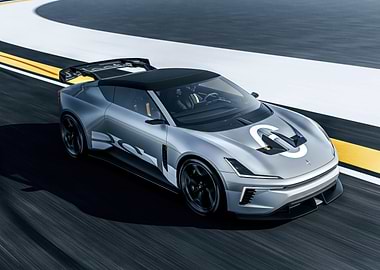 Silver Polestar O2 Concept Car on Track