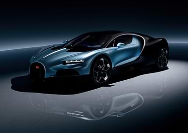 Blue and Black Bugatti Chiron