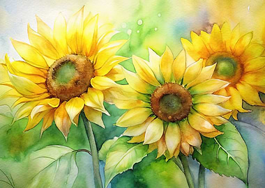 Watercolor Sunflowers