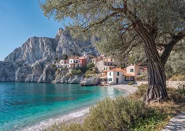 Picturesque Coastal Village with Turquoise Water