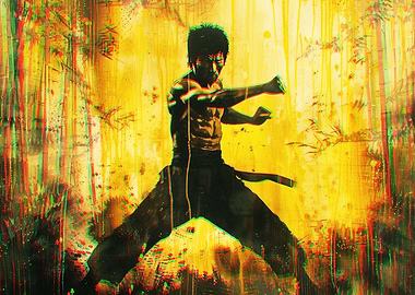 Bruce Lee Martial Arts Stance Painting