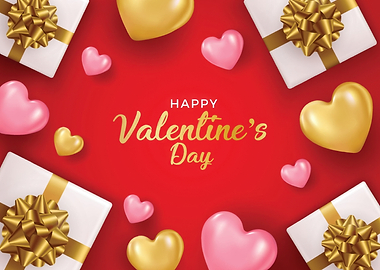Happy Valentine's Day with Gifts and Hearts