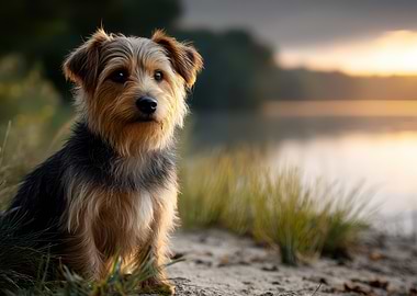 Yorkshire Terrier Portrait by the Lake