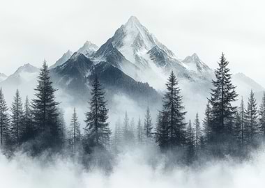 Misty Mountain Forest Landscape
