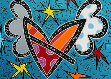 Colorful Abstract Heart with Stars