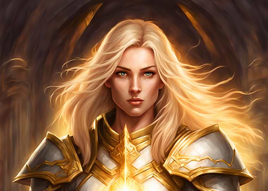 Female Warrior with Golden Armor